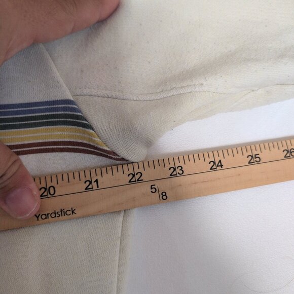 Patagonia Women’s Tan Crewneck Sweatshirt L Rainbow Stripe - Picture 4 of 6